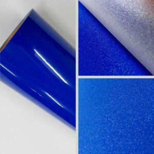 Três imagens de filme de recorte glitter lunar na cor azul